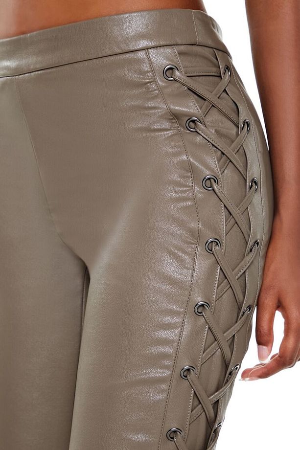 Suni Deri Bootcut Pantolon - 3