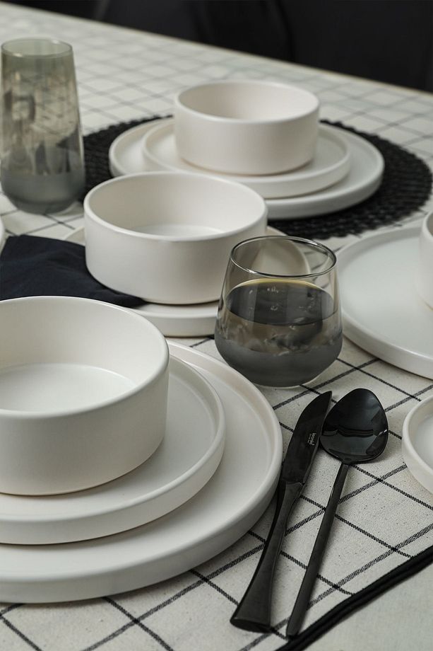 Mat Beyaz Stackable Yemek / Kahvaltı Takımı 20 Parça 4 Kişilik - 1
