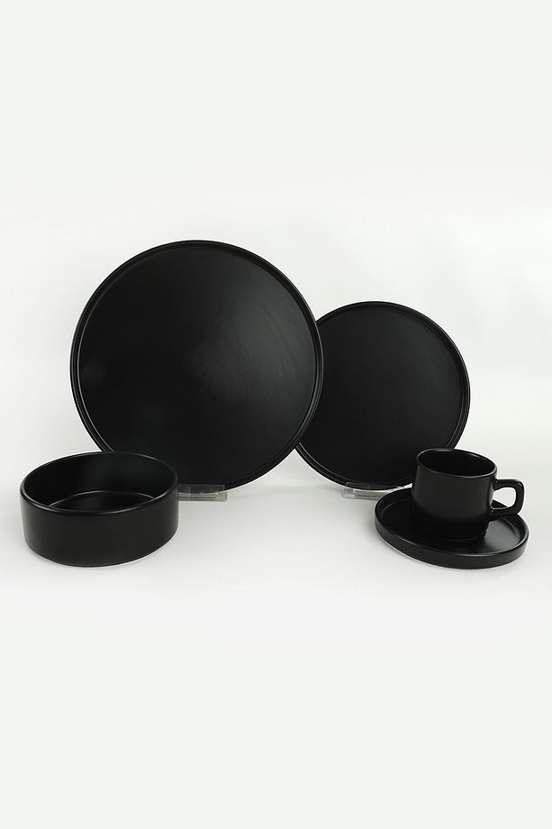 Mat Siyah Stackable Yemek/kahvaltı Takımı 20 Parça 4 Kişilik - 5