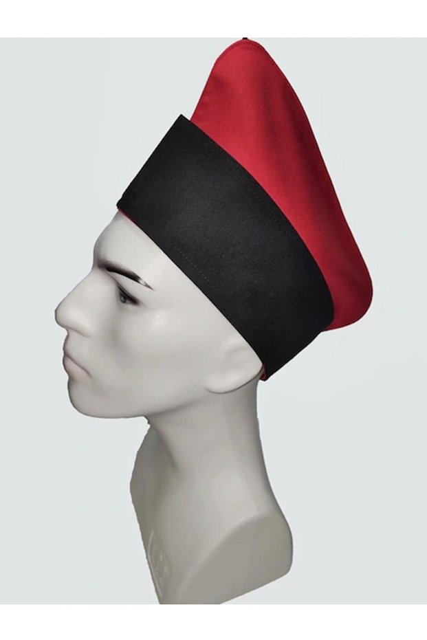 Red Chef and Kitchen Chef Cap with Black Band