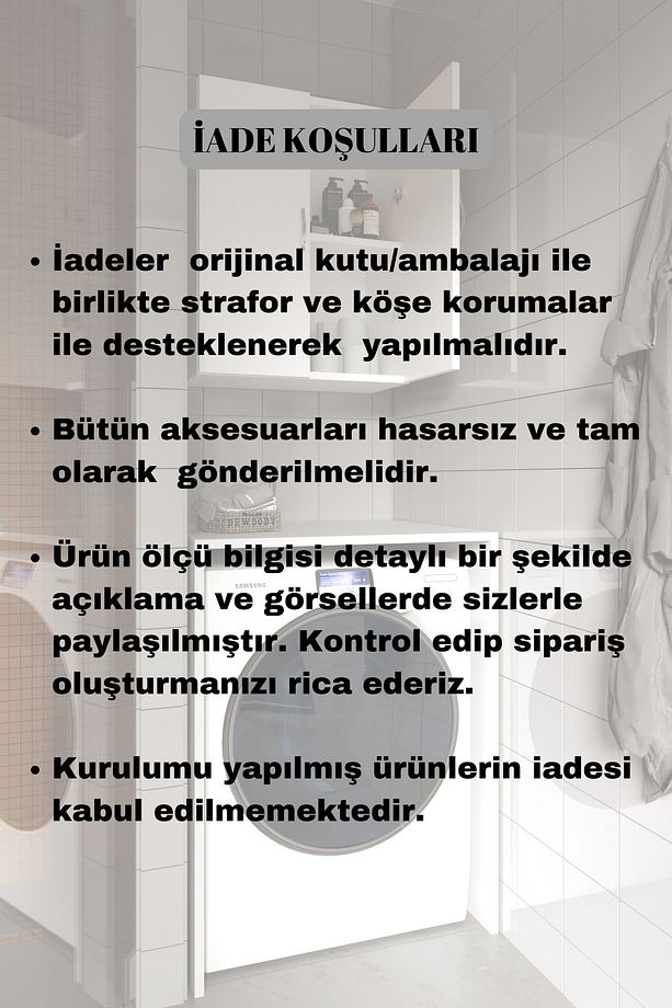 Çamaşır Makine Alt Ve Üst Dolabı Takım - 4