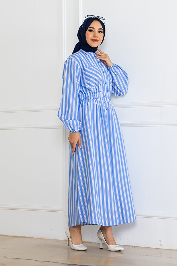 Striped Shirt Dress Blue 2132