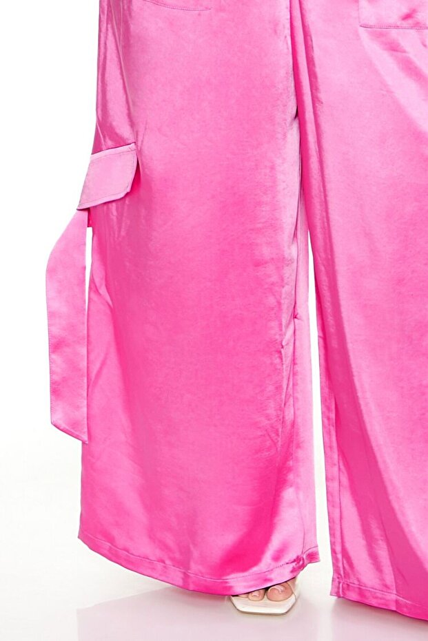 Plus Size Saten Kargo Pantolon - 3