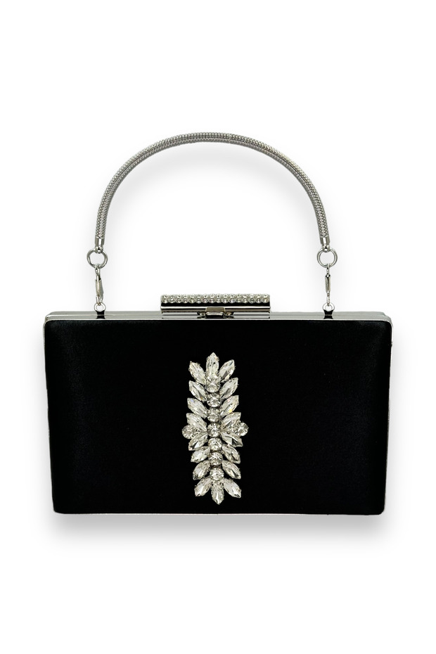 Black Color Satin Crystal Stone Evening Dress Bag Evening Bag Henna Bridal Bag Clutch Portfolio