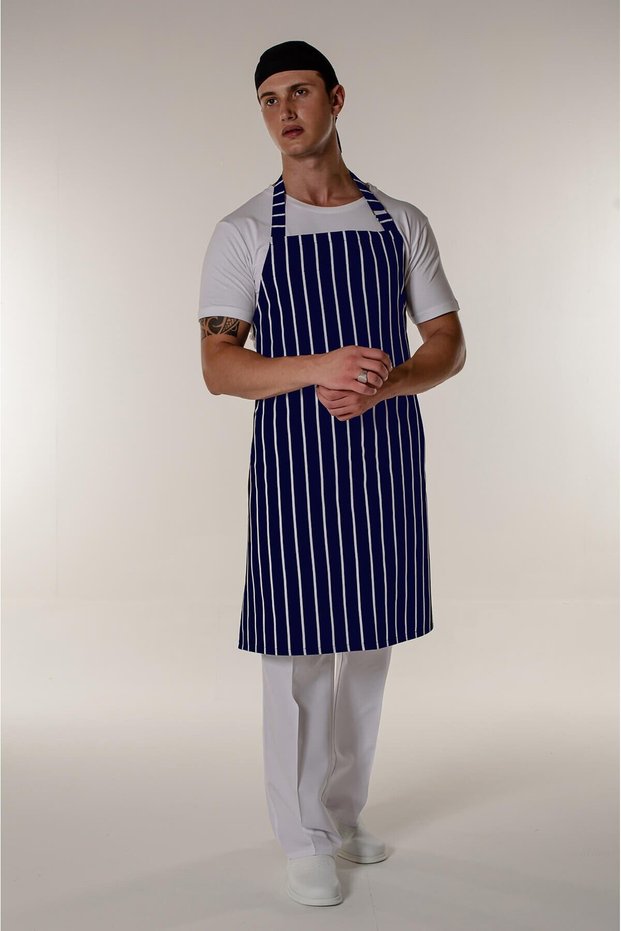 White-navy blue Striped Chef And Kitchen Chef Hanging Apron