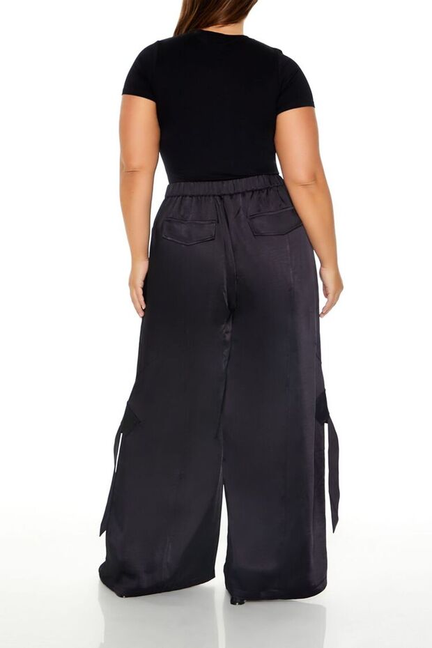 Plus Size Saten Kargo Pantolon - 5