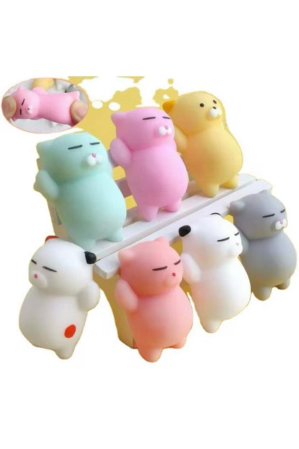 10 ADET KEDİ HAYVAN FİGÜRLÜ SUKUŞİ squishy oyuncak (farklı renkler) - 8