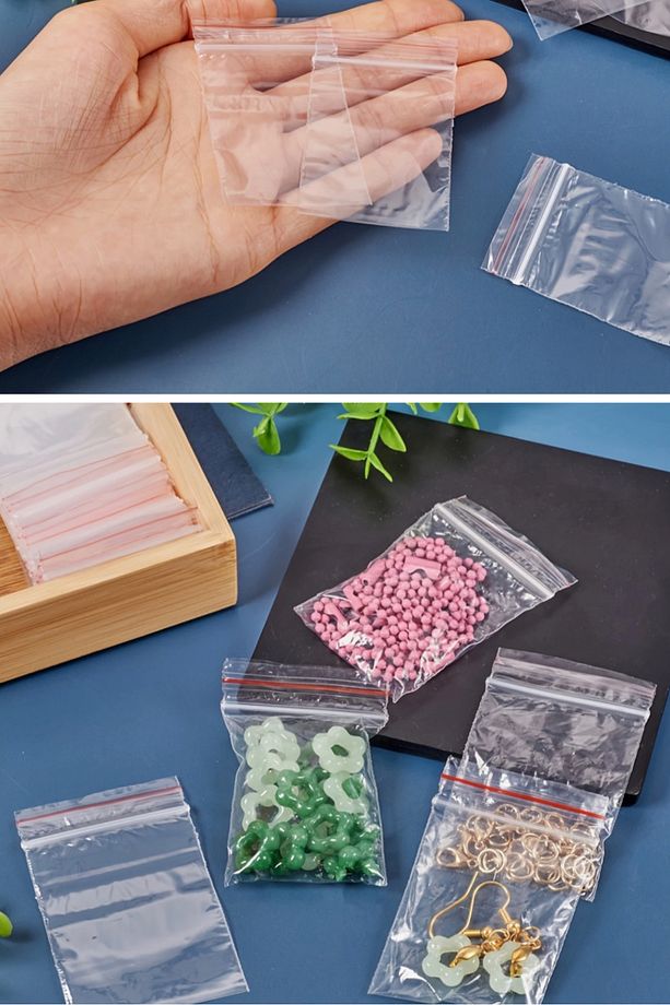 100 Adet 7x9Cm Kilitli ( Boncuk Takı Küpe Hap Küçük Aksesuar Koyma Poşeti ) Fermuarlı Zip Poşet - 2