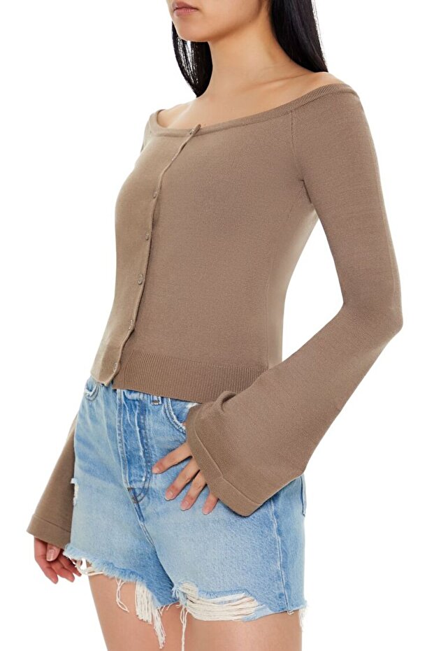 Düşük Omuz Triko Hırka - 4