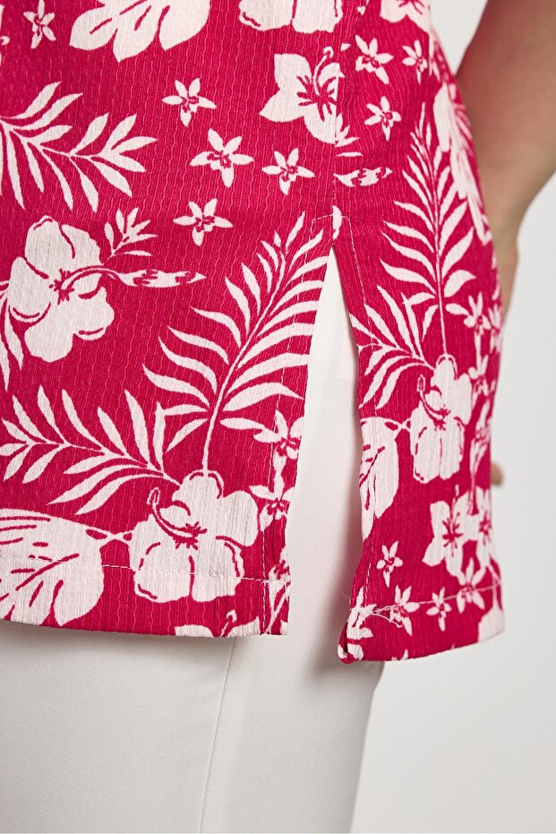 Fuchsia Floral Pattern T-Shirt 4357A - 8