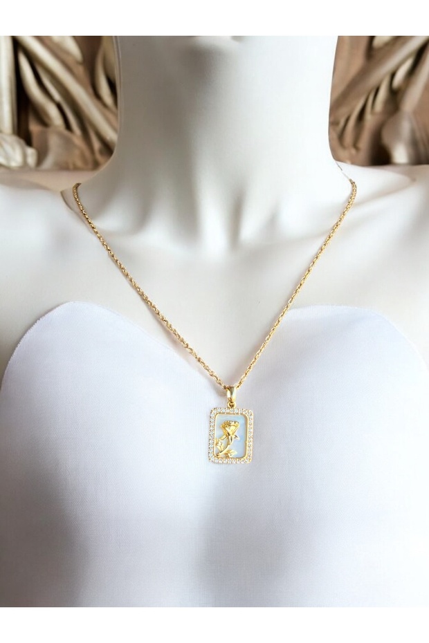 Framed Rose Steel Necklace