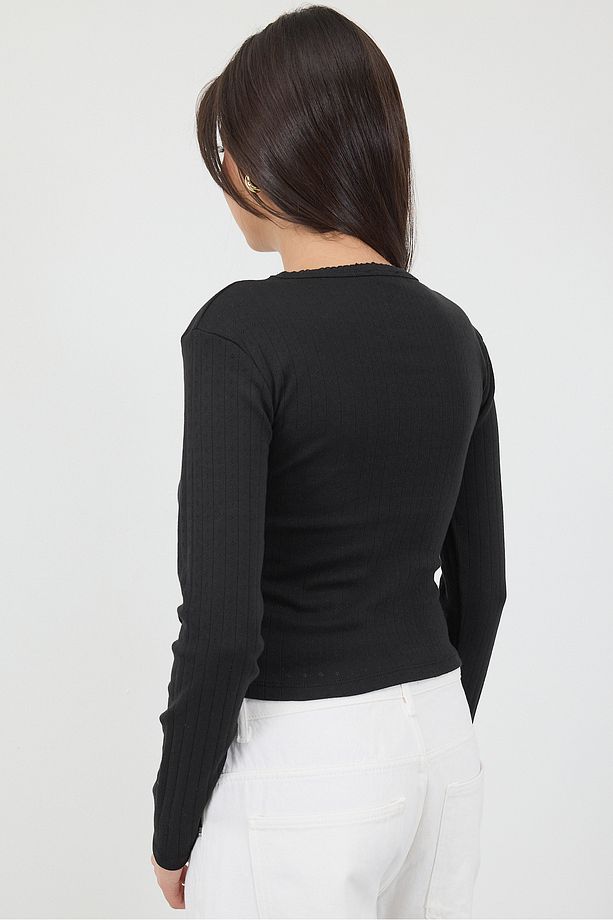 Bisiklet Yaka Uzun Kollu Basic Bluz B1632-l2 - 5