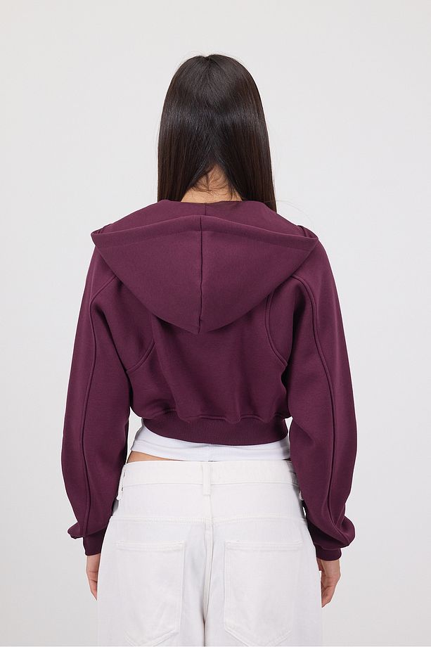 Şardonlu Kapüşonlu Crop Sweatshirt H1526-İ9 - 3