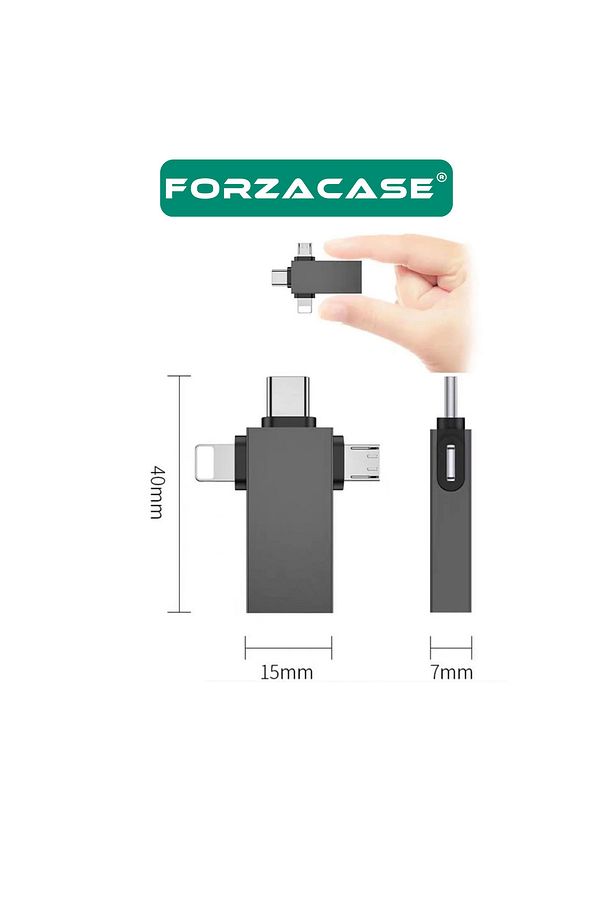Micro USB Type-C Lightning to 4in1 OTG USB Çevirci Kamera Flash Bellek Adaptör - FC930 - 2