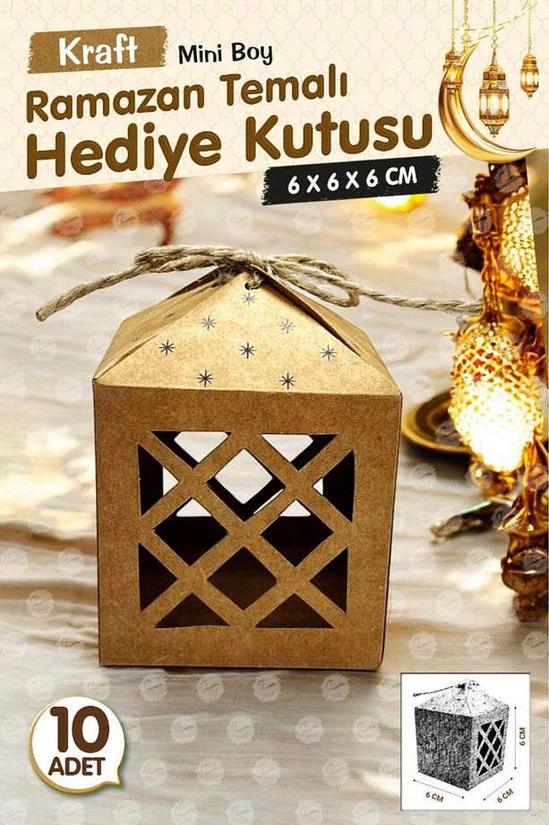 Ramazan Temalı  Hurma Şeker Tesbih Pencereli Hediye Kutusu 10 Adet -T1165 - 2