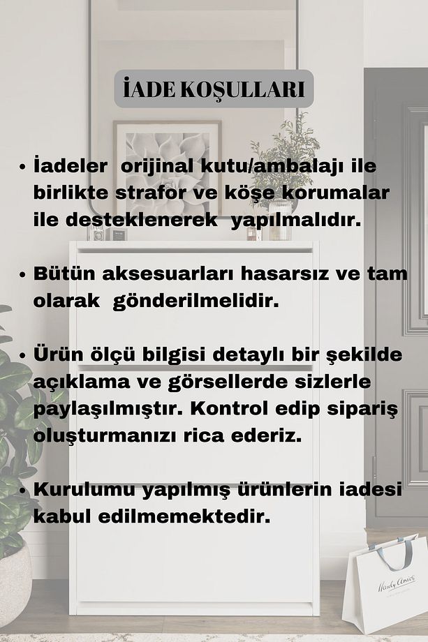 Düşer Kapak Ayakkabılık 3 Bölmeli Ayakkabılık Duvara Montajlanabilir - 7