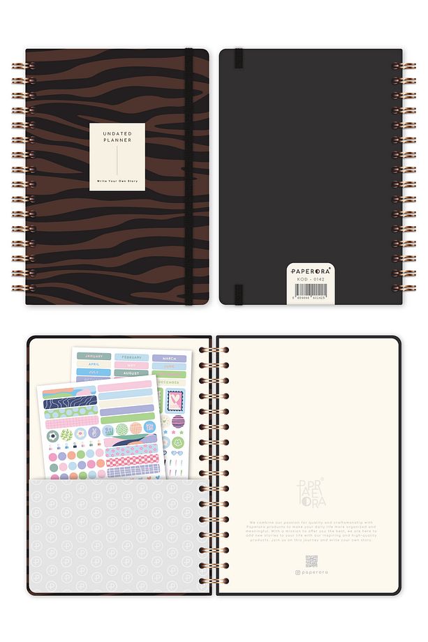 A5 Spiralli Süresiz Planlayıcı Ajanda Kahverengi Zebra - 6