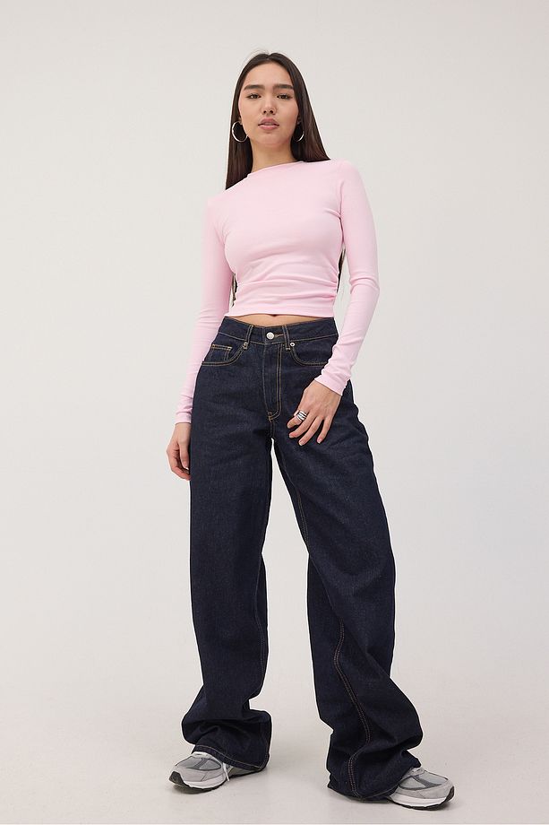 Bisiklet Yaka Yanları Büzgülü Basic Bluz B4164-U13 - 1