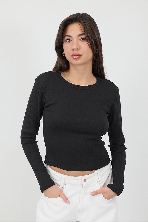 Bisiklet Yaka Uzun Kollu Basic Bluz B1632-l2 - 3