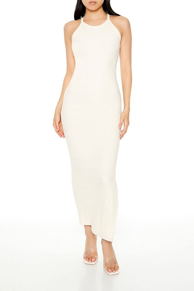 Fitilli Halter Yaka Maxi Elbise - 2