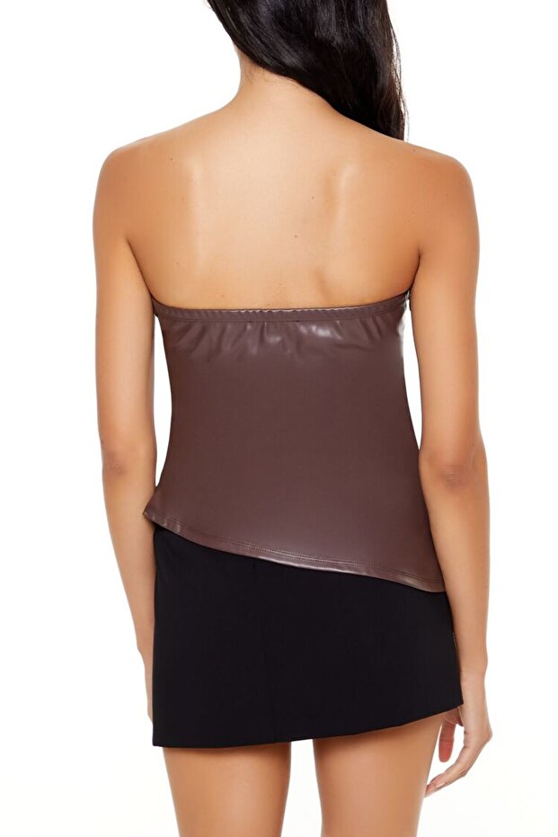 Straplez Deri Bluz - 4