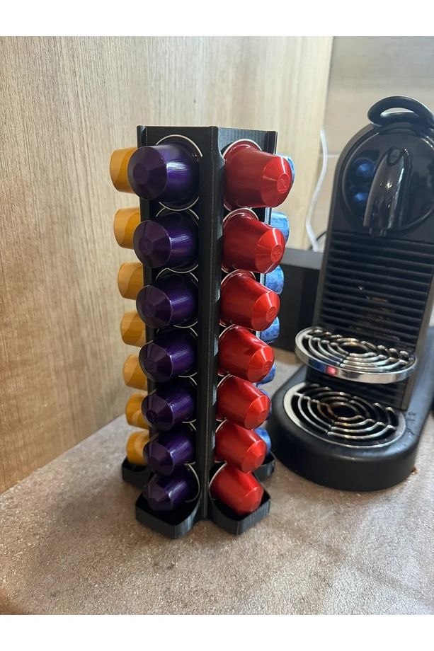 25 CM DÖNBİLEN KAHVE KULESİ NESPRESSO  UYUMLU KAPSÜL KAHVE TUTUCU - DÖNEBİLEN KAPSÜL KAHVE STANDI - 1