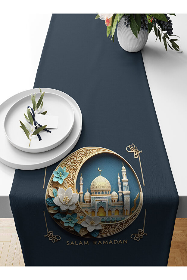 مفرش طاولة بطبعة رقمية من مجموعة رمضان، مقاس 140×40 سم