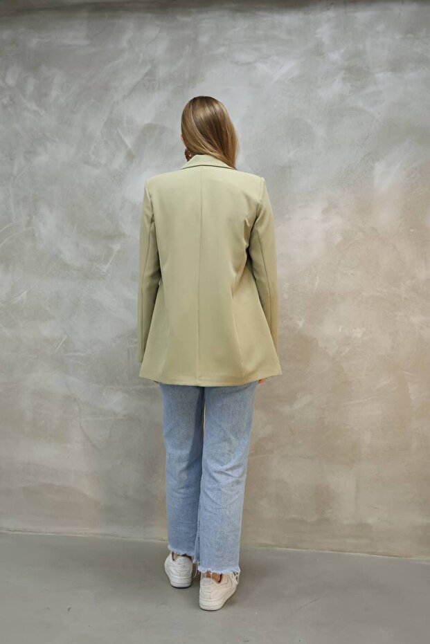 Kadın Tek Düğmeli Blazer Ceket - 7