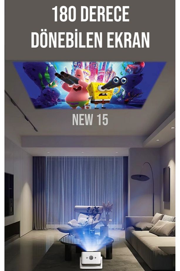 NEW 15 Taşınabilir Android Projeksiyon Wifi Destekli Akıllı Sinema Projektör ultra HD - 4
