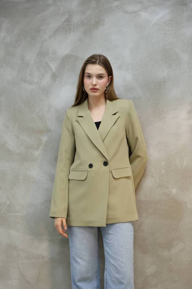 Kadın Tek Düğmeli Blazer Ceket - 1