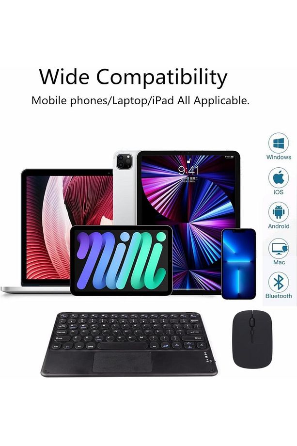lenova Tab uyumlu P11 ZABL0042TR 11.5" Uyumlu Kablosuz Bluetooth Şarjlı TouchPad'li Klavye Mouse - 3