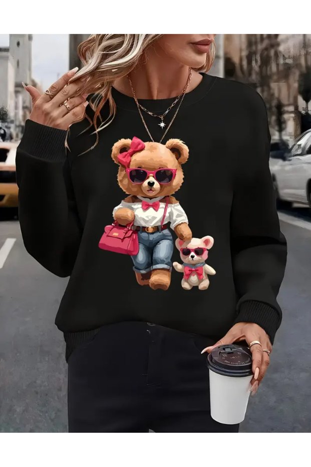 Unisex Kids Teddy Bear Printed Sweatshirt