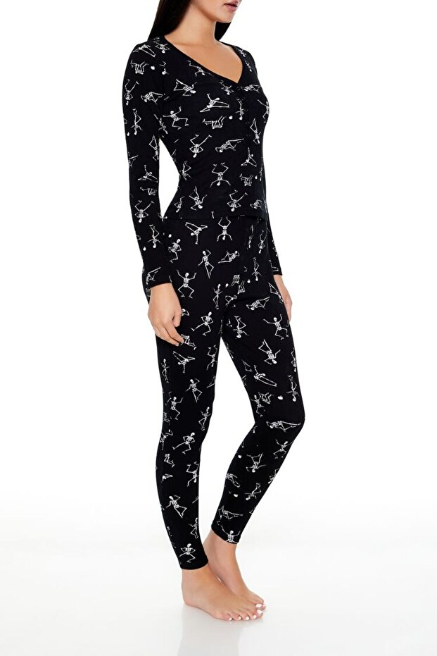 İskelet Desenli Pijama Takımı - 1