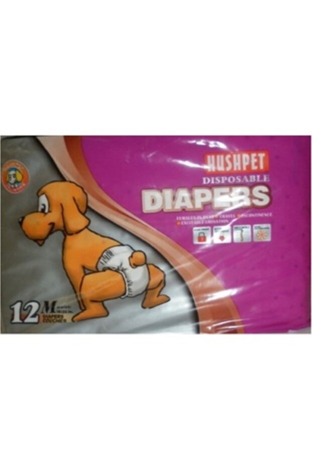 Hushpet Medium Dog Bottom Toilet Diaper - 12 Pieces
