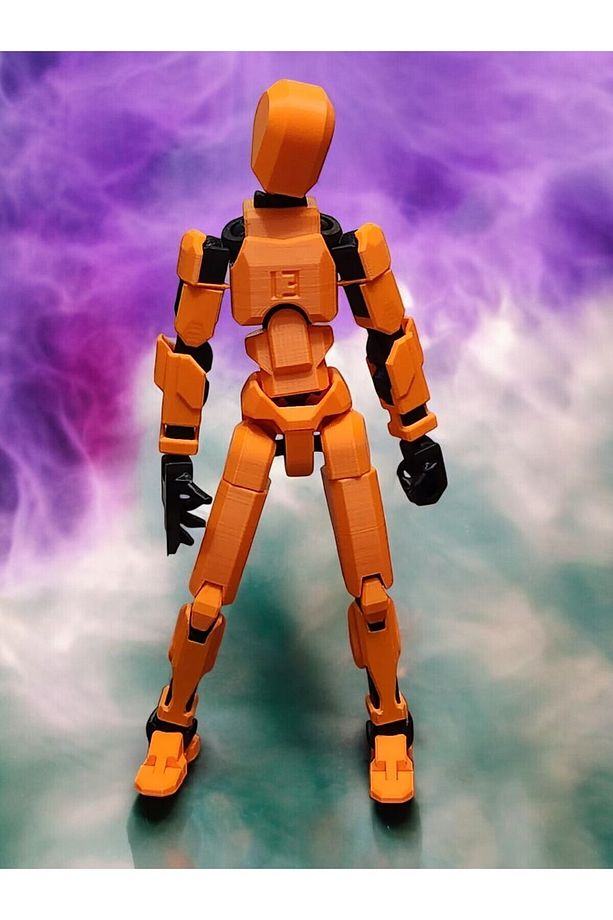 Lucky 13 Oynar Eklemli Robot Figür Oyuncak Turuncu Siyah Dummy 14cm - 2