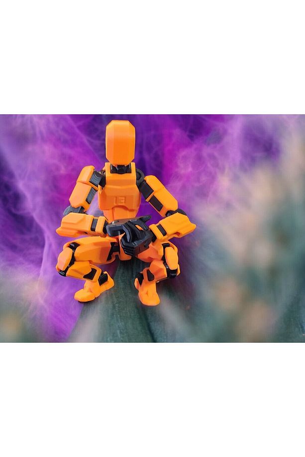 Lucky 13 Oynar Eklemli Robot Figür Oyuncak Turuncu Siyah Dummy 14cm - 4