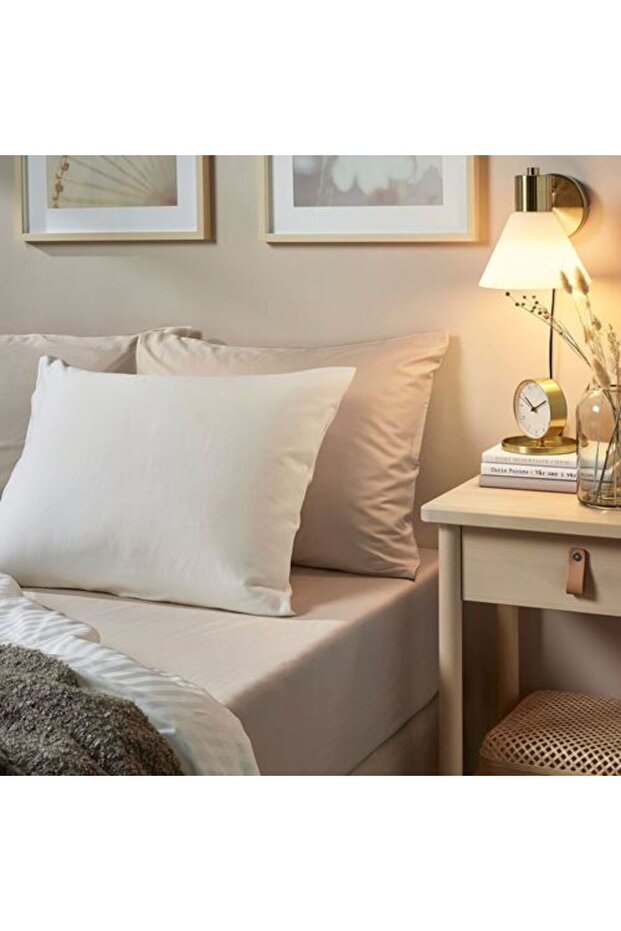 Nattjasmin, Fitted Sheet, Light Beige, 140X200 cm