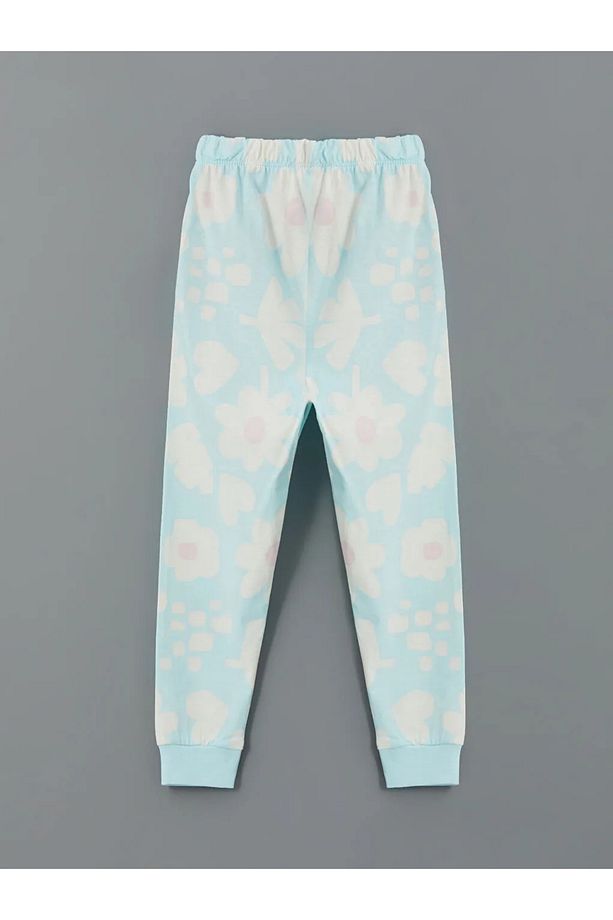 LCW baby Ekru Bisiklet Yaka Çiçekli Kız Bebek Pijama Takım 2'li - 3