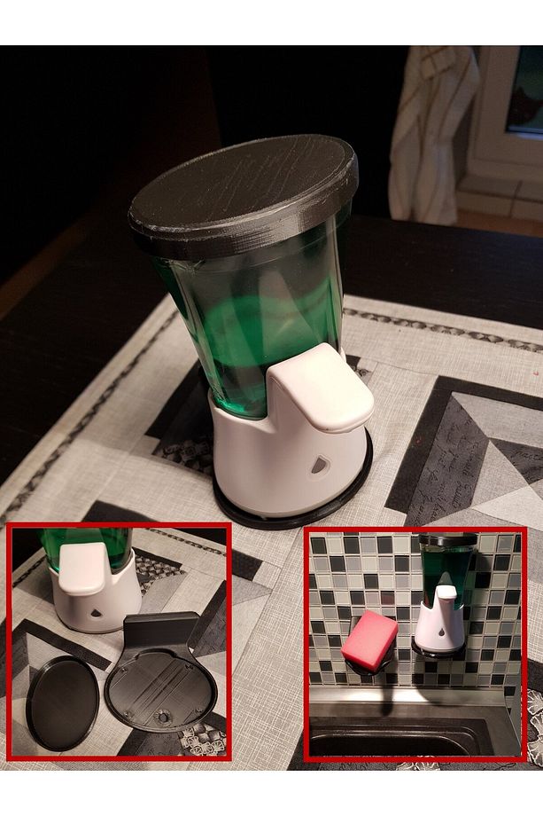 Byr3D Sagrotan Temassız Duvar Montajı (Vidasız) T4919891 Sadece Plastik Aparattır - 4
