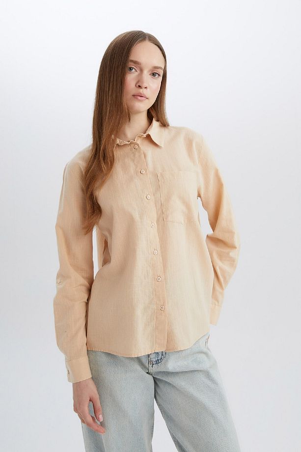 Regular Fit Basic Düz Cepli Uzun Kollu Gömlek W7734az25sp - 3