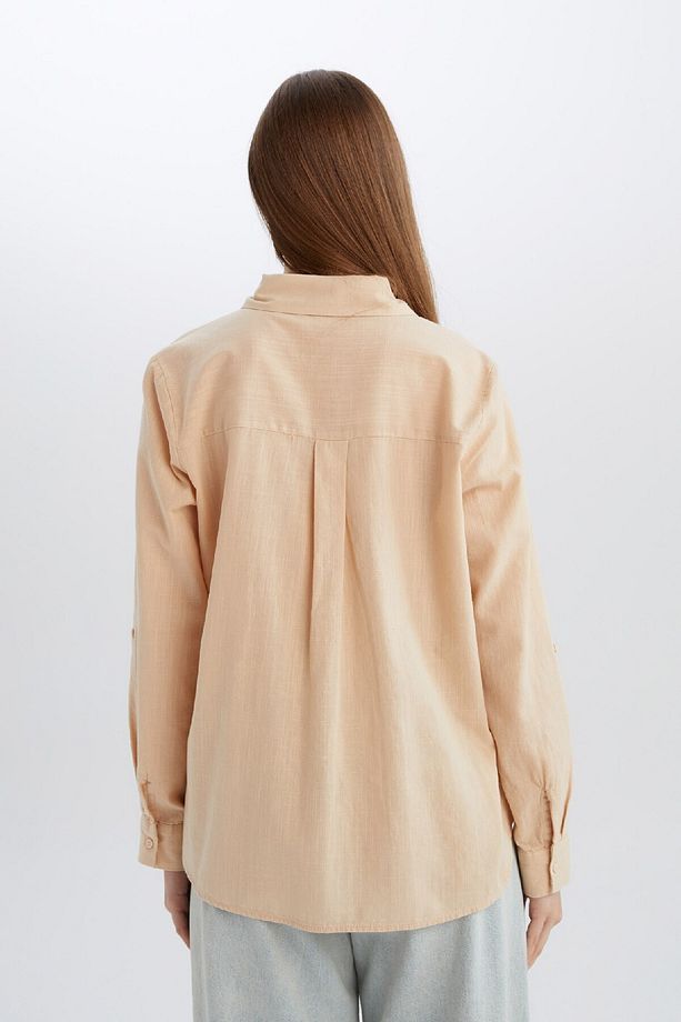 Regular Fit Basic Düz Cepli Uzun Kollu Gömlek W7734az25sp - 5