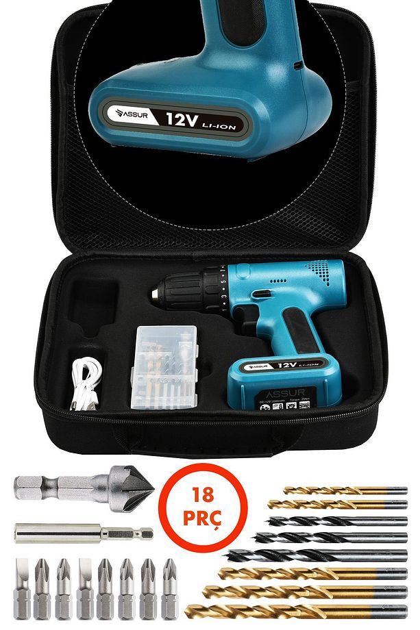 12v Type-c Usb Şarjlı Matkap Dahili Batarya Akülü Vidalama - 4