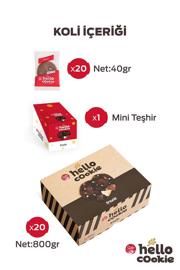 Hello Cookie Brownie Cookie Kurabiye Çikolata Parçacıklı 40gr X 20 Adet Avantajlı Paket - 3