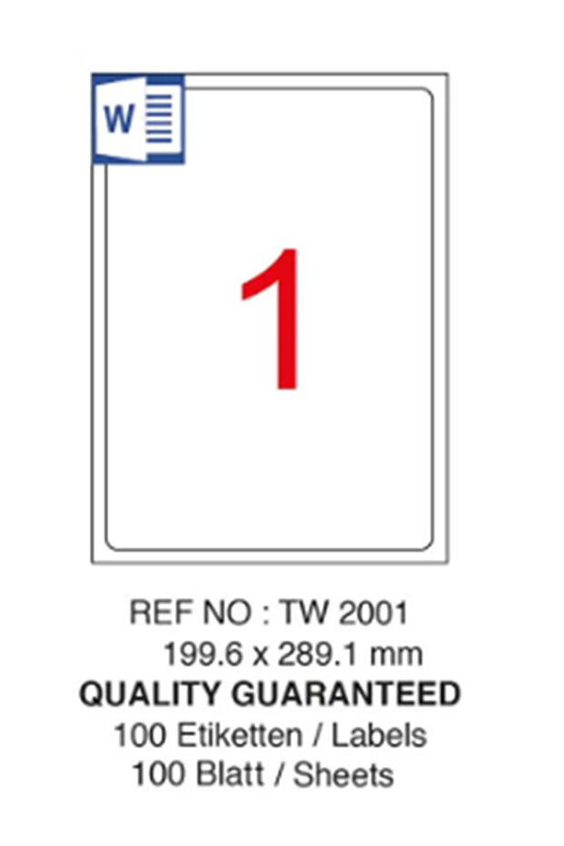Diamond Label 199.6X289.1 mm A4 Laser Label 100 Pack Dm-1001