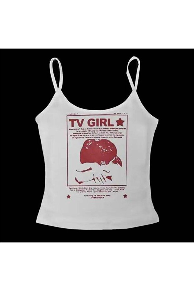 White Tv Girl Lovers Rock Strap Crop