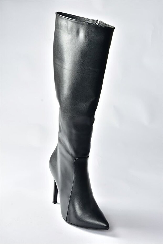 Czarne botki damskie na cienkim obcasie ze szpicem N372530109 - 6