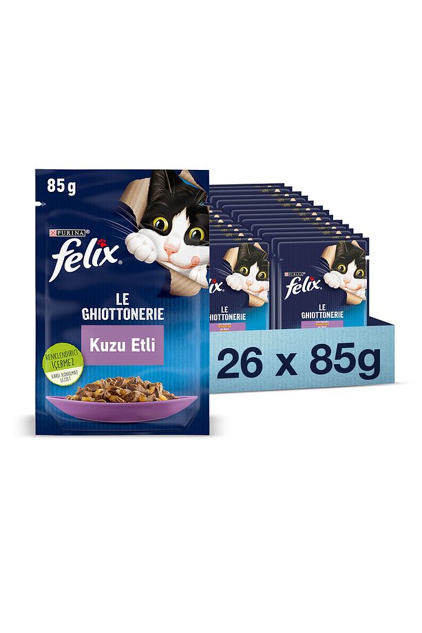 Felix Kuzu Etli Kedi Yaş Maması 85 gr X 26 Adet - 1