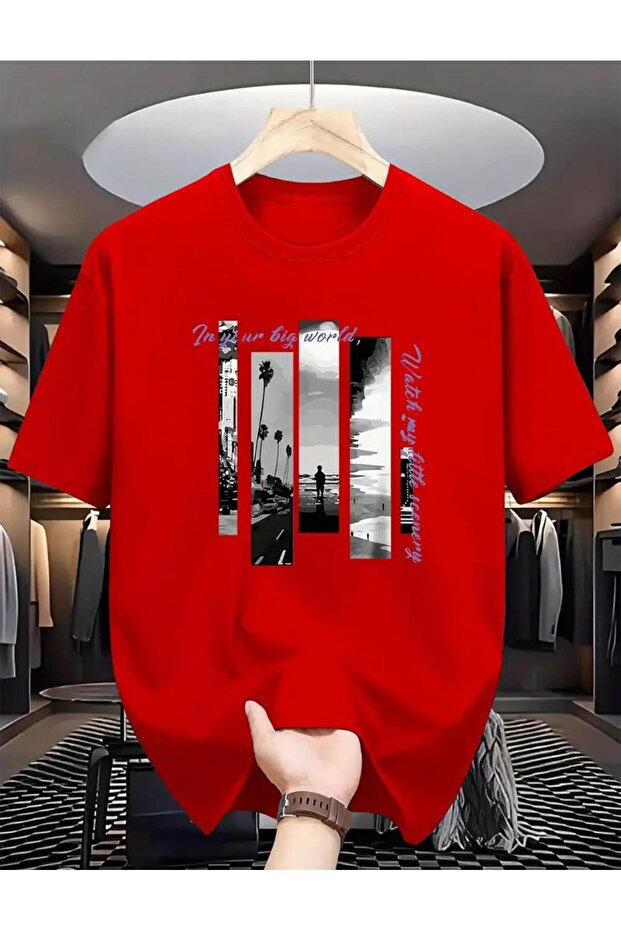 Wolt Printed Unisex Red Cotton Combed Cotton T-Shirt - Comfortable Fit