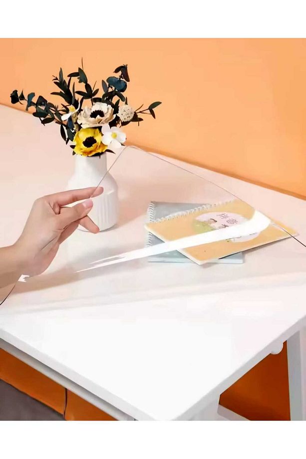 1.2 mm KALINLIK 60 cm en Şeffaf  Kalın PVS Masa Koruyucu Mika Masa Örtüsü - 4