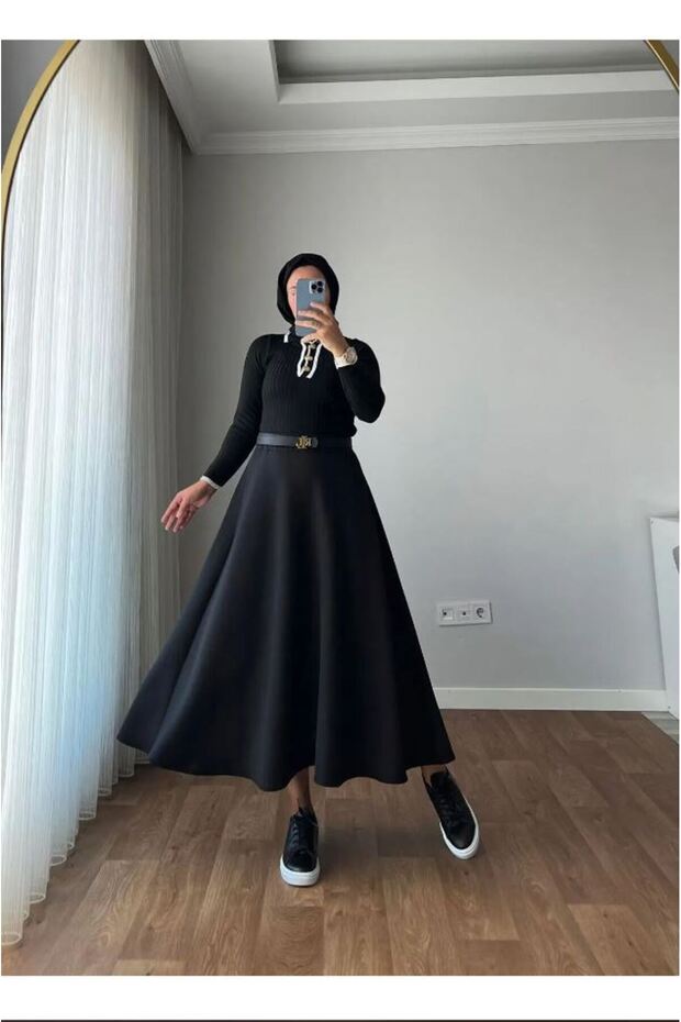 Puff Scuba Flared Skirt